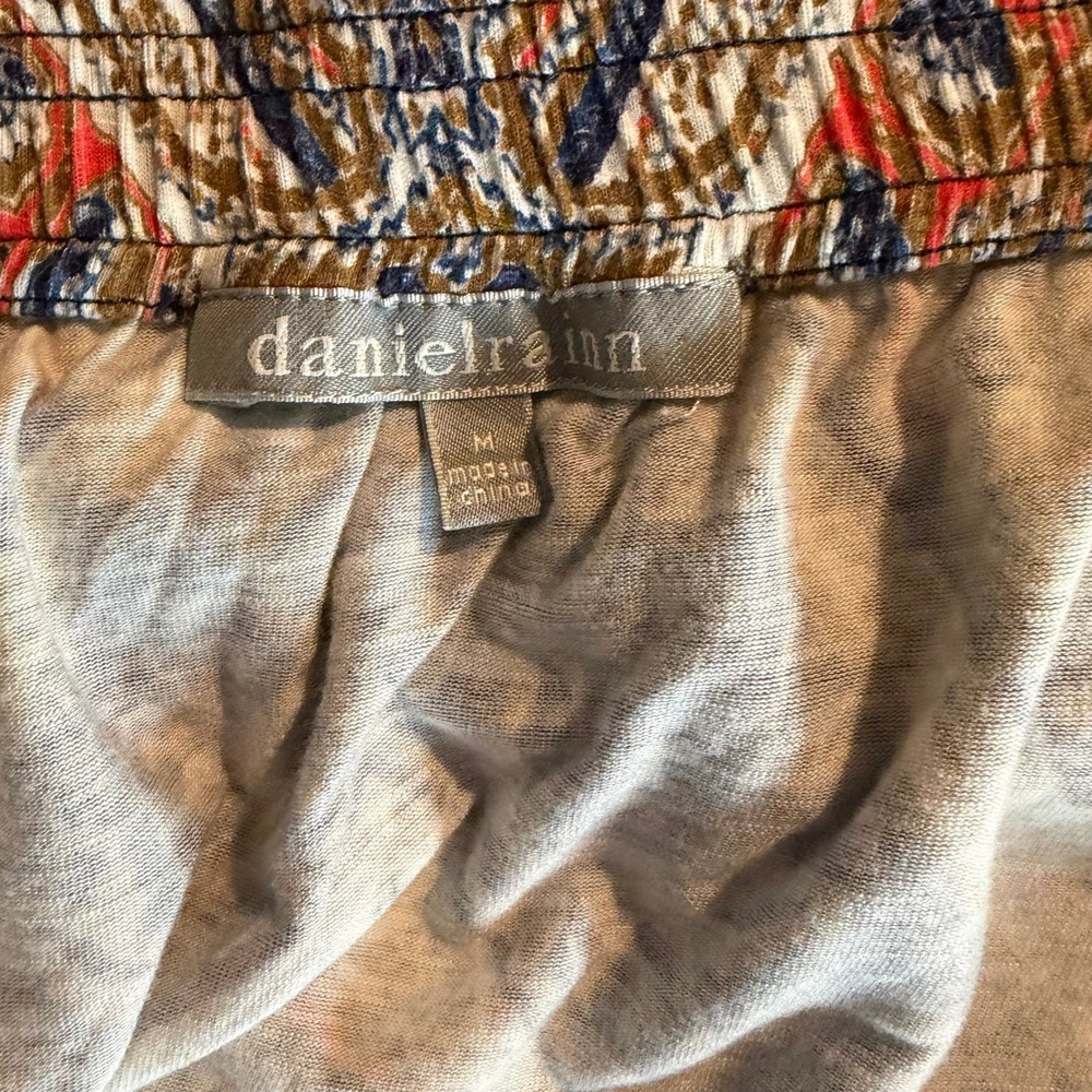 Daniel Rainn Womens Top Medium Blue Paisley Tie Sleeve Boho Off Shoulders - Picture 4 of 6